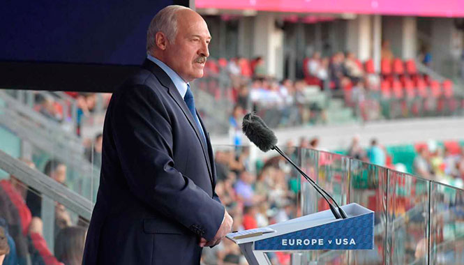 Александр Лукашенко на торжественной церемонии открытия легкоатлетического матча Европа – США